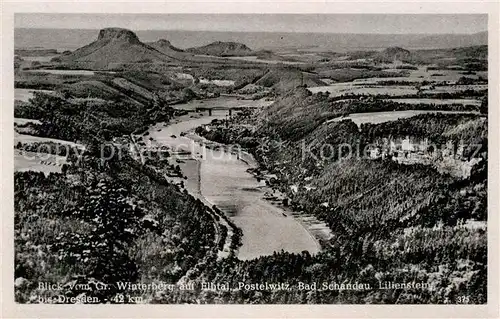 AK / Ansichtskarte Bad Schandau Blick vom grossen Winterberg auf das Elbtal Postelwitz Lilienstein Kat. Bad Schandau