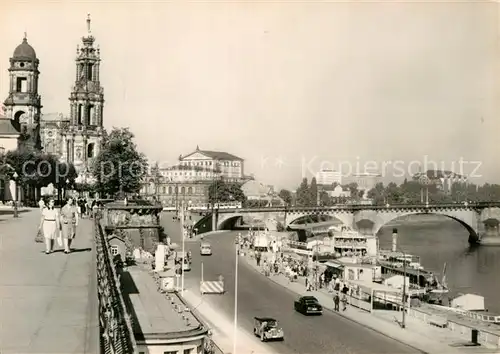 AK / Ansichtskarte Dresden Terrassenkaj Kat. Dresden Elbe