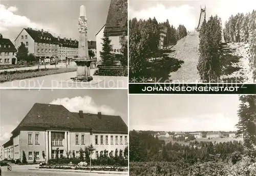 AK / Ansichtskarte Johanngeorgenstadt Postmeilensaeule Erzgebirgsschanze Skispringen Kulturhaus Karl Marx OT Schwefelwerk Landschaftspanorama Kat. Johanngeorgenstadt