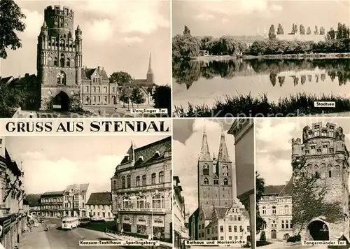 AK / Ansichtskarte Stendal Uenglinger Tor Stadtsee Textilhaus Sperlingsberg Tangermuender Tor  Kat. Stendal