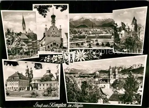 AK / Ansichtskarte Kempten Allgaeu St Mangkirche Rathaus Allgaeuer Hochalpen Burghalde Zumsteinhaus St Lorenzkirche Kat. Kempten (Allgaeu)