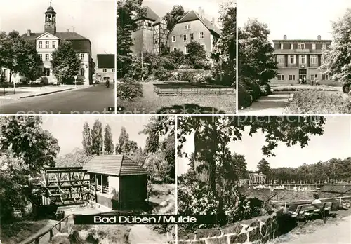 AK / Ansichtskarte Bad Dueben Mulde Rathaus Burg Freilichtbuehne Schiffmuehle Burggarten Freibad Hammermuehle Kat. Bad Dueben