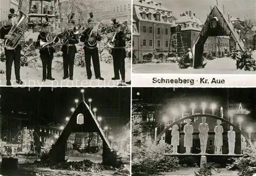 AK / Ansichtskarte Schneeberg Erzgebirge Weihnachtspyramiden Blaskapelle Kat. Schneeberg