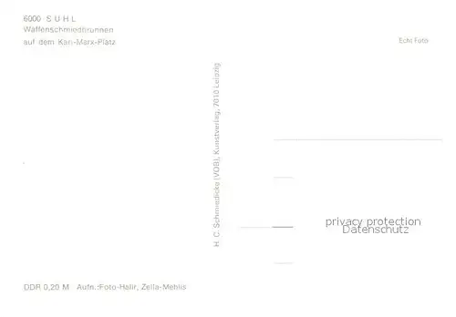 AK / Ansichtskarte Suhl Thueringer Wald Waffenschmiedbrunnen Karl Marx Platz Kat. Suhl