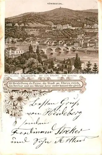 AK / Ansichtskarte Alt Heidelberg Neckar Koenigsstuhl Schlosshotel alte Bruecke Schloss Kat. Heidelberg