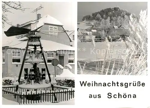 AK / Ansichtskarte Schoena Bad Schandau Weihnachtspyramide Landschaftspanorama im Winter