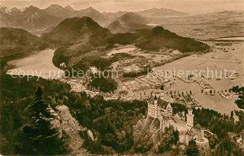 AK / Ansichtskarte Hohenschwangau Panorama vom Tegelberg Schloss Neuschwanstein  Kat. Schwangau