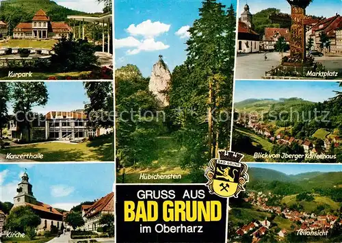 AK / Ansichtskarte Bad Grund Kurpark Konzerthalle Huebichenstein Marktplatz Kat. Bad Grund (Harz)