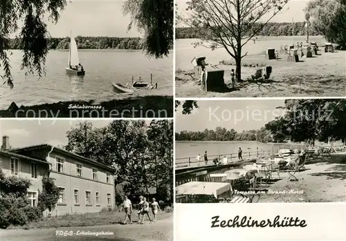 AK / Ansichtskarte Zechlinerhuette Schlabornsee Badestrand FDGB Erholungsheim Terrasse Strandhotel Kat. Rheinsberg