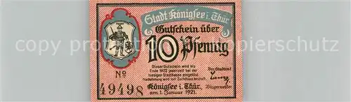 AK / Ansichtskarte Koenigsee Thueringen 10 Pfennig Gutschein Kat. Koenigsee