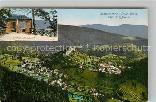 AK / Ansichtskarte Schwarzburg Thueringer Wald Trippsteinhaeuschen Panorama mit Schloss Kat. Schwarzburg