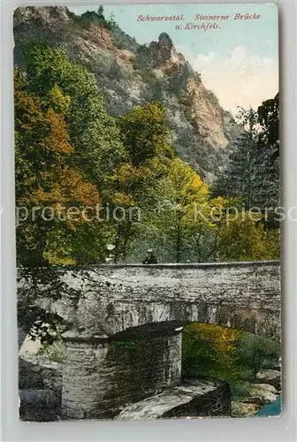 AK / Ansichtskarte Schwarzatal Steinerne Bruecke und Kirchfels Kat. Rudolstadt