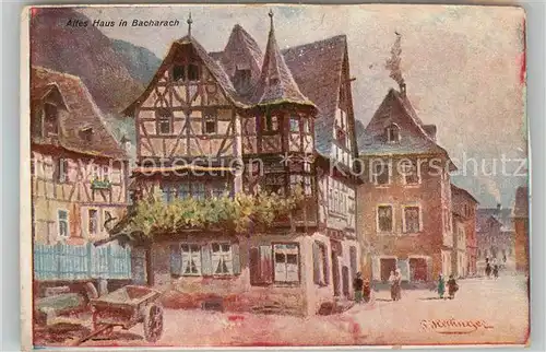 AK / Ansichtskarte Bacharach Rhein Weinhaus Altes Haus Kuenstlerkarte Kat. Bacharach