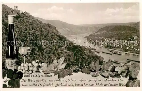 AK / Ansichtskarte Salzig Bad Panorama Weinspruch Kat. Boppard