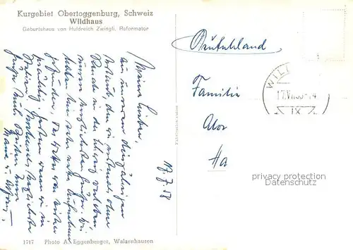 AK / Ansichtskarte Obertoggenburg Geburtshaus von Huldreich Zwingli  Kat. Wildhaus