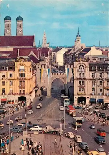 AK / Ansichtskarte Muenchen Stachus mit Karlstor Innenstadt Tuerme der Frauenkirche Kat. Muenchen