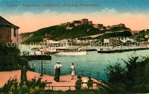 AK / Ansichtskarte Osnabrueck Ausgefahrene Schiffsbruecke und Festung Ehrenbreitstein Kat. Osnabrueck