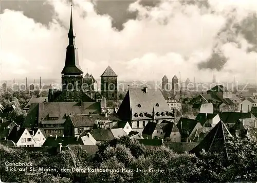 AK / Ansichtskarte Osnabrueck Blick auf St Marien Dom und Herz Jesu Kirche Kat. Osnabrueck