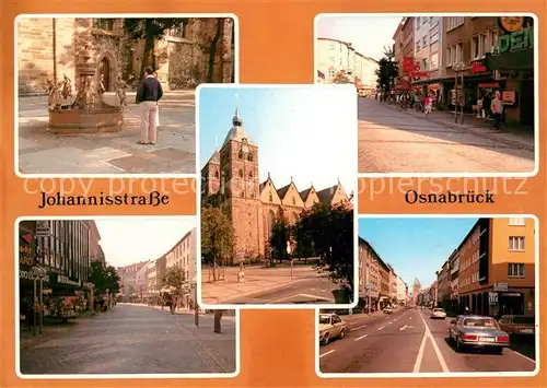 AK / Ansichtskarte Osnabrueck Johannisstrasse mit Staendebrunnen und Pfarrkirche St Johann Kat. Osnabrueck