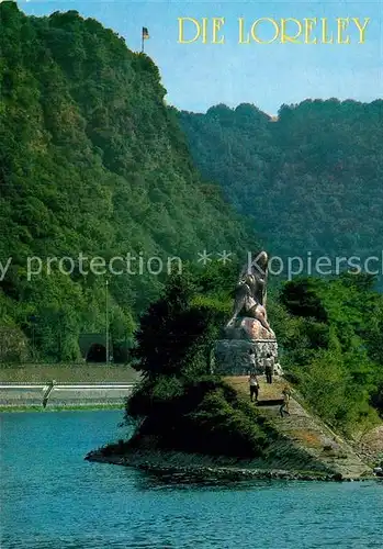 AK / Ansichtskarte St Goarshausen Loreleyfelsen mit Loreley Statue Sagenfigur Kat. Sankt Goarshausen