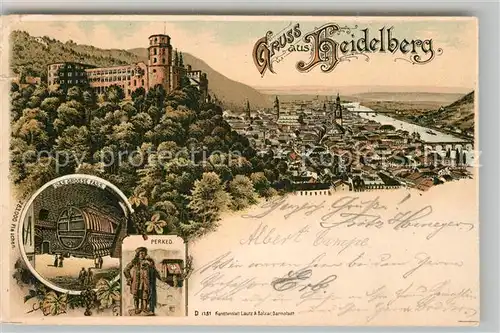 AK / Ansichtskarte Heidelberg Neckar Panorama Schloss Fass Perkeo Kat. Heidelberg