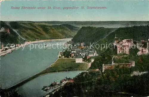 AK / Ansichtskarte St Goar Rhein mit St Goarshausen und Ruine Rheinfels Kat. Sankt Goar