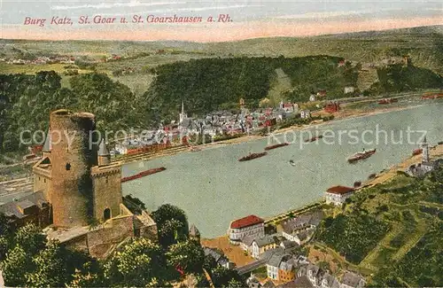 AK / Ansichtskarte St Goar Rhein mit Burg Katz und St Goarshausen Kat. Sankt Goar