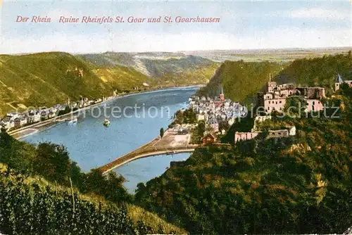 AK / Ansichtskarte St Goar Rhein mit Ruine Rheinfels und St Goarshausen Kat. Sankt Goar