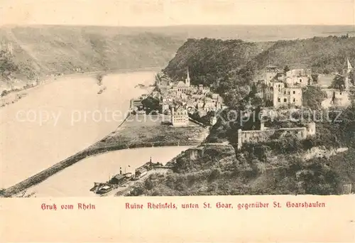 AK / Ansichtskarte St Goar Rhein mit Ruine Rheinfels und St Goarshausen Kat. Sankt Goar