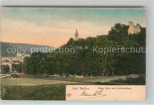 AK / Ansichtskarte Nassau Bad Burg Stein Steindenkmal Kat. Nassau Lahn