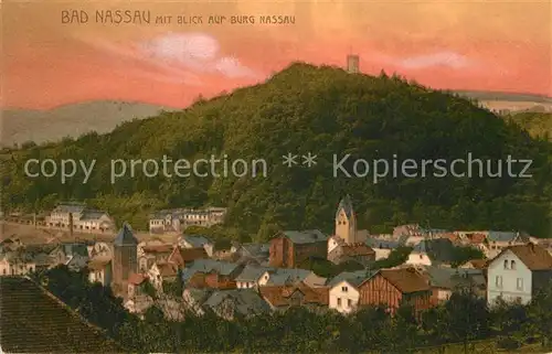 AK / Ansichtskarte Bad Nassau Panorama mit Blick auf die Burg Kat. Nassau Lahn