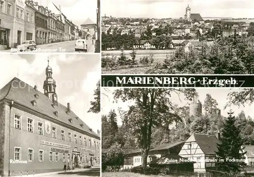 AK / Ansichtskarte Marienberg Erzgebirge Zschopauer Tor Gesamtansicht Rathaus Ruine Niederlauterstein Kat. Marienberg