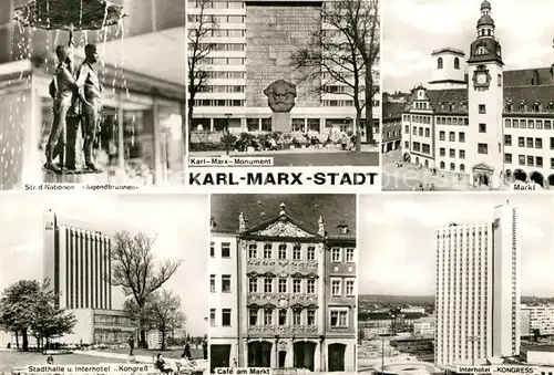 AK / Ansichtskarte Karl Marx Stadt Markt Karl Marx Monument Interhotel Kongress Kat. Chemnitz