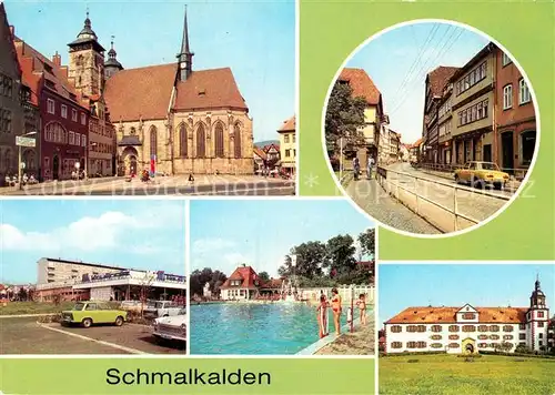 AK / Ansichtskarte Schmalkalden Altmarkt HO Kaufhalle Neubaugebiet Freibad Schloss Wilhelmsburg Kat. Schmalkalden
