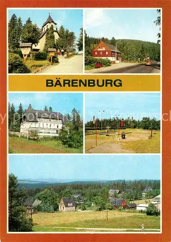 AK / Ansichtskarte Baerenburg Sachsen Oberbaerenburg Kirche Sportgarten Waldbaerenburg HO Gaststaette FDGB Urlaubercafe Neues Leben Kat. Altenberg