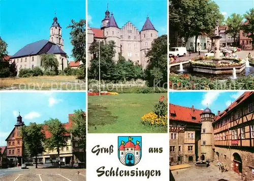 AK / Ansichtskarte Schleusingen St Johanniskirche Markt Schloss Bertholdsburg Brunnen Kat. Schleusingen