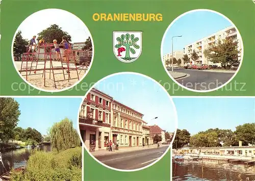 AK / Ansichtskarte Oranienburg Kinderkombination I Neubaugebiet Havel Strasse des Friedens Gaststaette Bootshaus Lehnitzsee Kat. Oranienburg