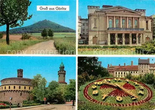 AK / Ansichtskarte Goerlitz Sachsen Landeskrone Gerhart Hauptmann Theater Kaisertrutz Blumenuhr Kat. Goerlitz