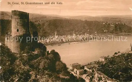 AK / Ansichtskarte St Goar Rhein mit Burg Katz und St Goarshausen Kat. Sankt Goar