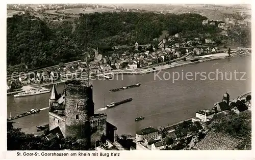 AK / Ansichtskarte St Goar Rhein mit Burg Katz und St Goarshausen Kat. Sankt Goar