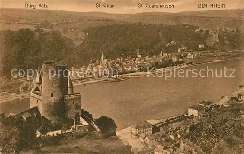 AK / Ansichtskarte St Goar Rhein mit St Goarshausen und Burg Katz Kat. Sankt Goar