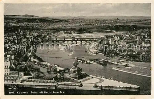 AK / Ansichtskarte Koblenz Rhein Kaiser Wilhelm Denkmal mit Dt Eck Kat. Koblenz