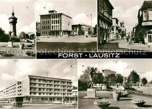 AK / Ansichtskarte Forst Lausitz Wasserturm Konsum Kaufhaus Cottbuser Strasse Berliner Strasse Friedrich Engels Strasse Kat. Forst Lausitz