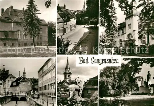 AK / Ansichtskarte Bad Langensalza Wilhelm Pieck Heim Otto Winter Strasse Neustaedter Strasse Bergkirche Reiterstandbild Denkmal Drei Tuermeblick Kat. Bad Langensalza