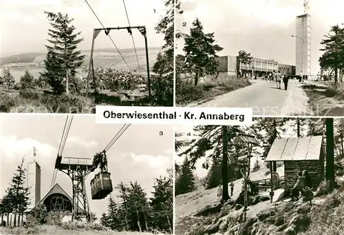 AK / Ansichtskarte Oberwiesenthal Erzgebirge Panorama Blick vom Fichtelberg Fichtelberghaus Schwebebahn Eckbauerhuette Kat. Oberwiesenthal