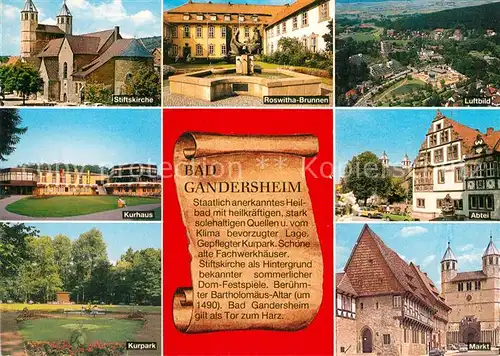 AK / Ansichtskarte Bad Gandersheim Kurhaus Abtei Fliegeraufnahme Kurpark Stiftskirche  Kat. Bad Gandersheim