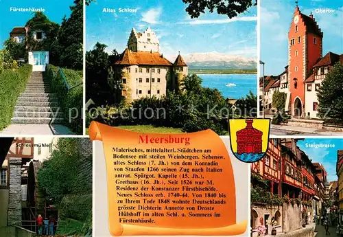 AK / Ansichtskarte Meersburg Bodensee Fuerstenhaeusle Altes Schloss Steigstrasse Obertor Kat. Meersburg