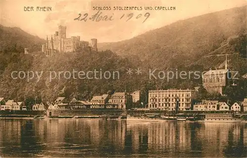 AK / Ansichtskarte Stolzenfels Schloss Stolzenfels und Capellen Kat. Koblenz Rhein