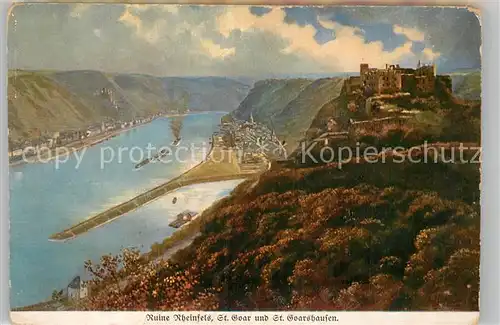 AK / Ansichtskarte St Goar Rhein mit Ruine Rheinfels und St Goarshausen Kat. Sankt Goar