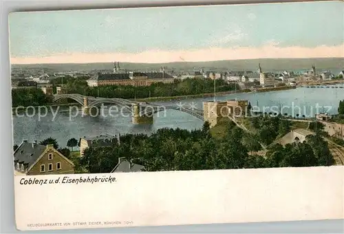 AK / Ansichtskarte Coblenz Koblenz mit Eisenbahnbruecke Kat. Koblenz Rhein